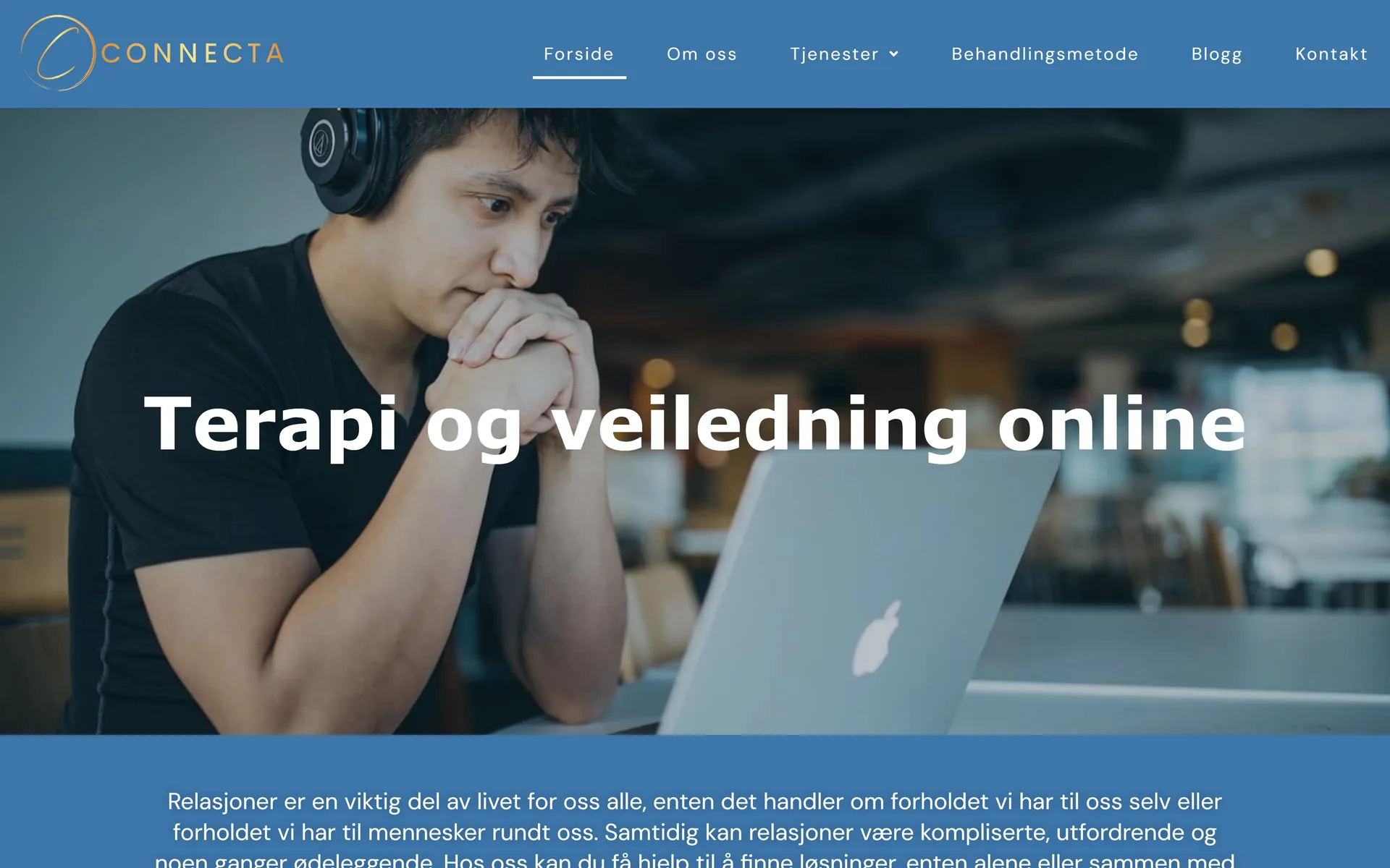 Connecta forside før: mørkt stockbilde med overskrift lagt oppå.