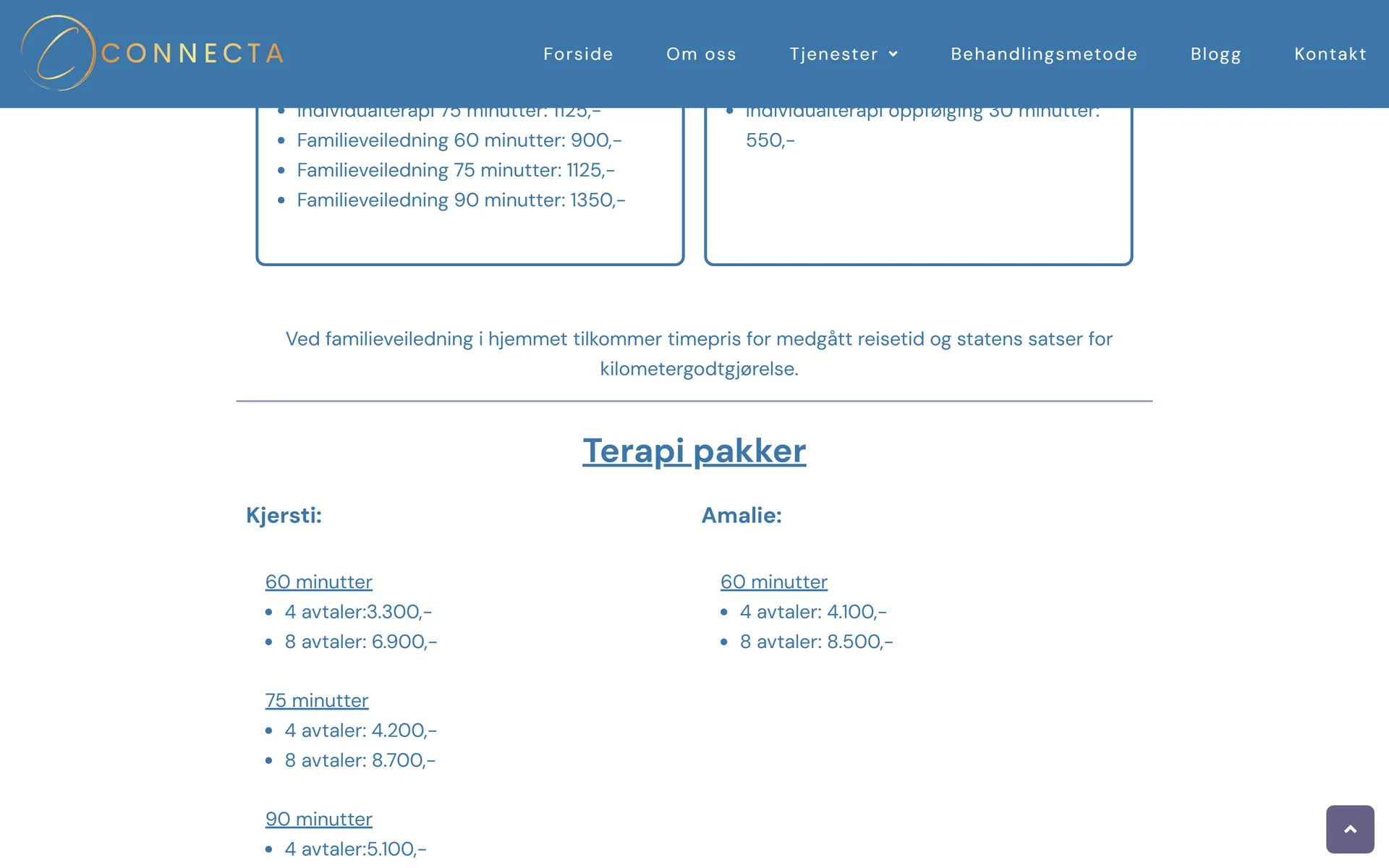 Priser før: punktlister med priser som er vanskelige å sammenligne.